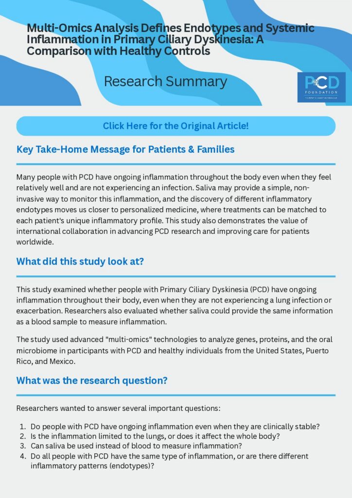 Research Summary: Multi-Omics Analysis Defines Endotypes and Systemic Inflammation…